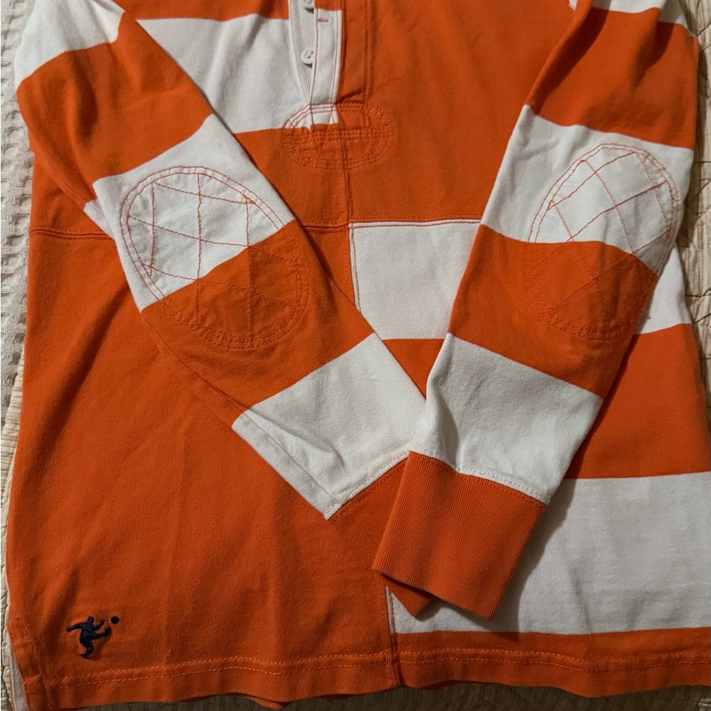 Orange and White Striped Rugby Shirt